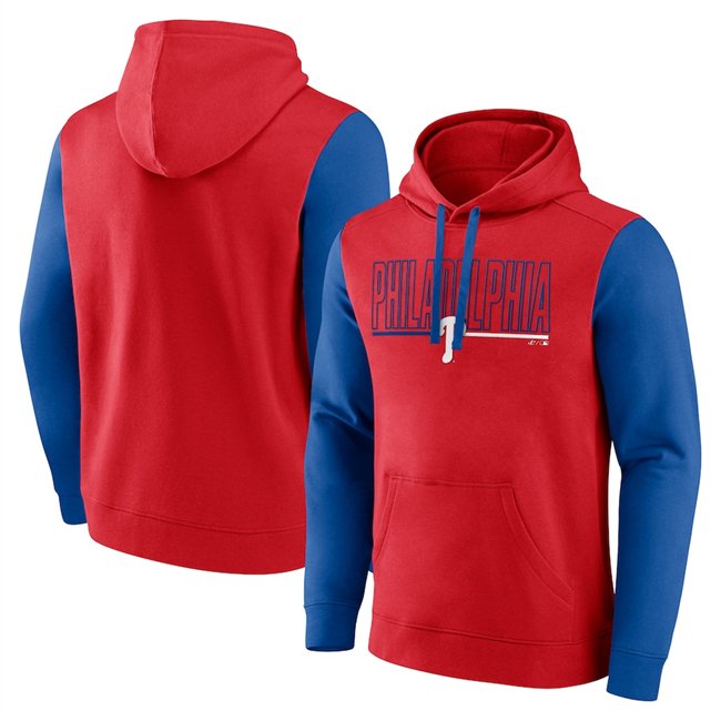 Men's Philadelphia Phillies Red Outline Fleece Pullover Hoodie