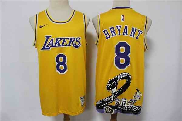 Men's Los Angeles Lakers #8 Kobe Bryant Yellow Stitched Jersey