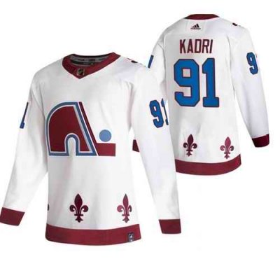 Men's Colorado Avalanche #91 Nazem Kadri 2020-21 White Reverse Retro Stitched Jersey