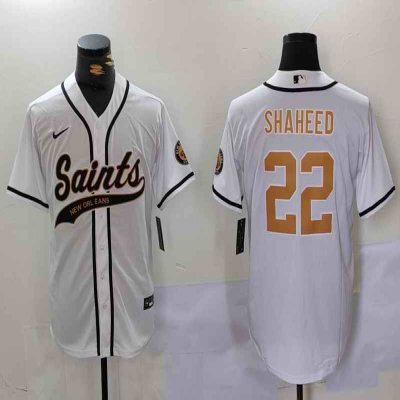 Men's New Orleans Saints #22 Rashid Shaheed White Cool Base Stitched Baseball Jersey