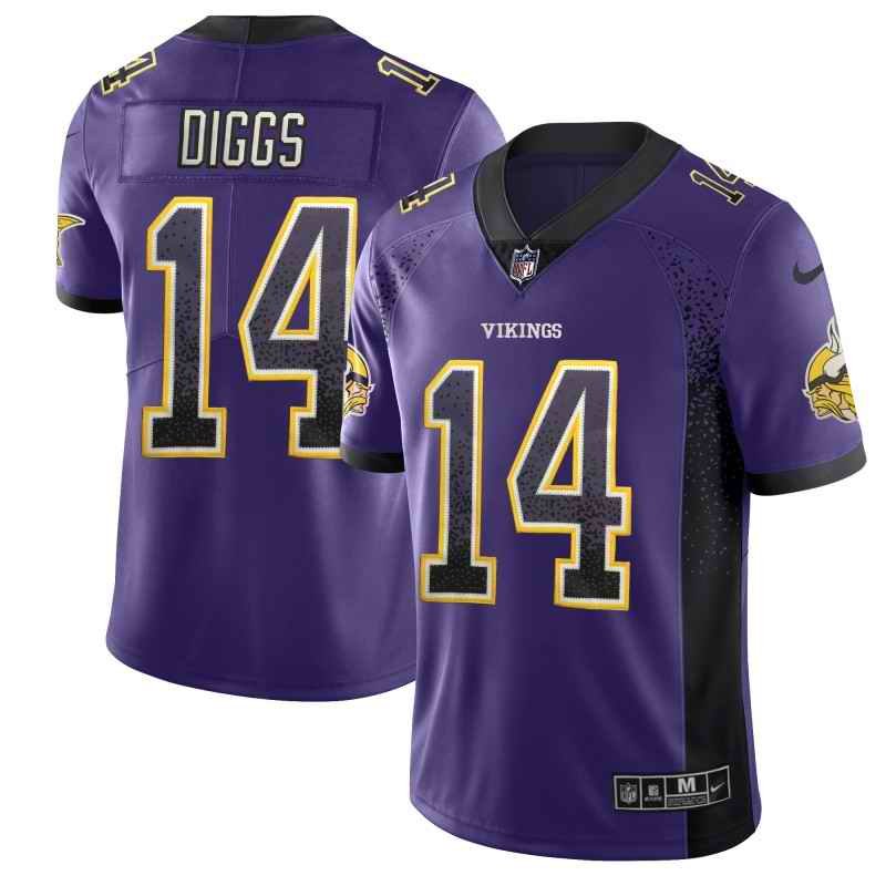 Men's Minnesota Vikings #14 Stefon Diggs Purple 2018 Drift Fashion Color Rush Limited Stitched NFL Jersey