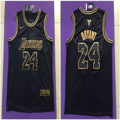 Men's Los Angeles Lakers #24 Kobe Bryant Black Gold Stitched NBA Jersey