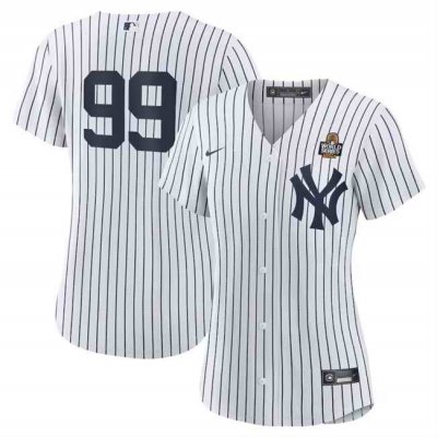 Women's New York Yankees #99 Aaron Judge White 2024 World Series Cool Base Stitched Baseball Jersey(Run Small)