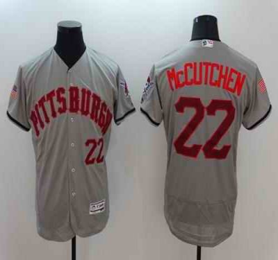 Pirates #22 Andrew McCutchen Grey Fashion Stars & Stripes Flexbase Authentic Stitched MLB Jersey