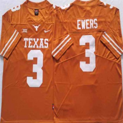 Men's Texas Longhorns #3 Ewers Orange Stitched Jersey