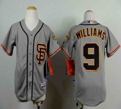 Giants #9 Matt Williams Grey Road 2 Cool Base Stitched Youth MLB Jersey