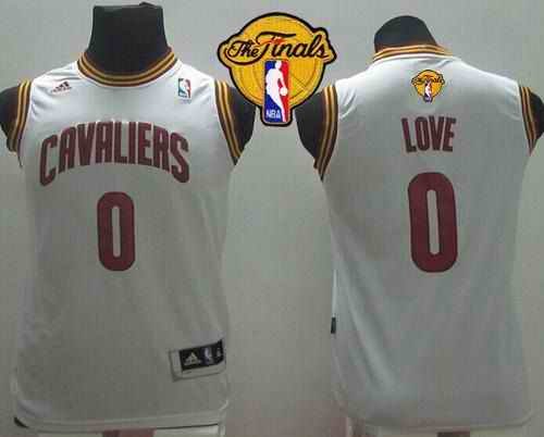 Revolution 30 Cavaliers #0 Kevin Love White The Finals Patch Stitched Youth NBA Jersey