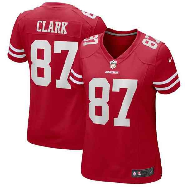 Women's San Francisco 49ers #87 Dwight Clark Red Stitched Jersey(Run Small)