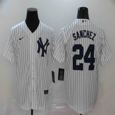 Men's New York Yankees #24 Gary S'nchez 2020 White Cool Base Stitched MLB Jersey