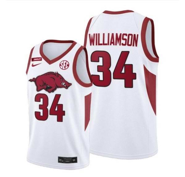 Men's Arkansas Razorbacks Customized 2021 White Stitched Jersey