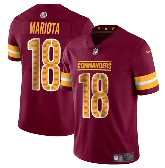 Youth Washington Commanders #18 Marcus Mariota Burgundy 2024 Vapor Limited Stitched Football Jersey