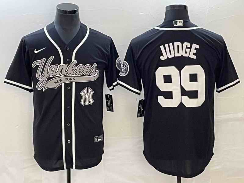 Men's New York Yankees #99 Aaron Judge Black With Patch  Cool Base Stitched Baseball Jersey