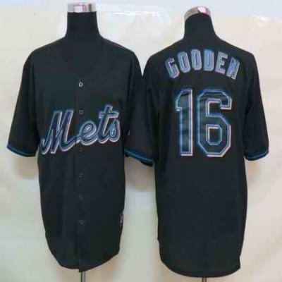 Mets #16 Dwight Gooden Black Fashion Stitched MLB Jersey