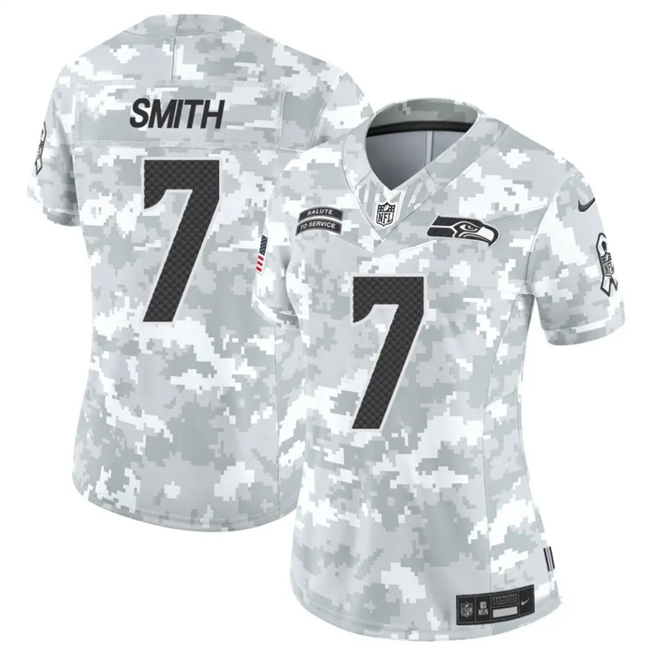 Women's Seattle Seahawks #7 Geno Smith 2024 F.U.S.E Arctic Camo Salute to Service Limited Stitched Football Jersey(Run Small)