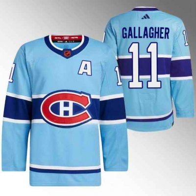 Men's Montreal Canadiens #11 Brendan Gallagher Blue 2022-23 Reverse Retro Stitched Jersey