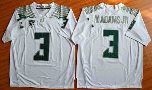 Ducks #3 Vernon Adams Jr. Olive White Stitched NCAA Jersey