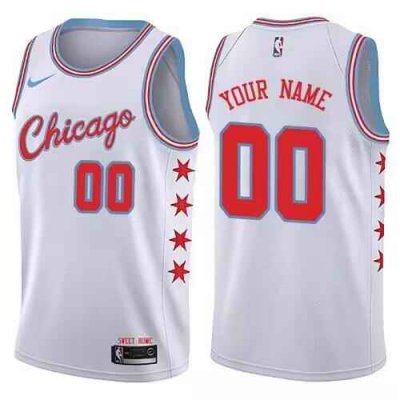 Men's Chicago Bulls Active Player Custom White City Edition Swingman Stitched Jersey