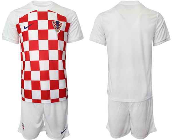 Men's Croatia Blank White Home Soccer Jersey Suit