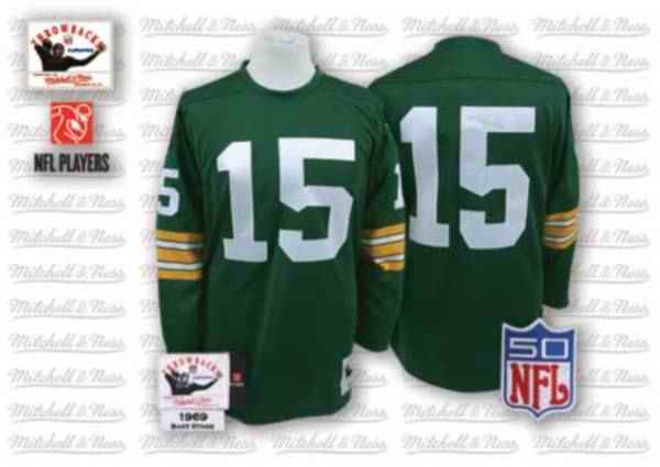 Mitchell & Ness Packers #15 Bart Starr Green Stitched Throwback NFL Jersey