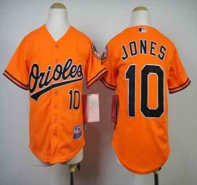 Orioles #10 Adam Jones Orange Cool Base Stitched Youth MLB Jersey