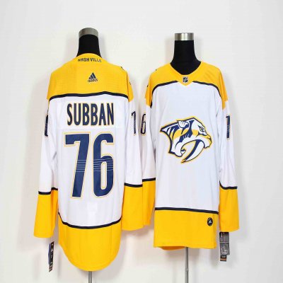 Men's Adidas Nashiville Predators #76 P.K Subban White Stitched NHL Jersey