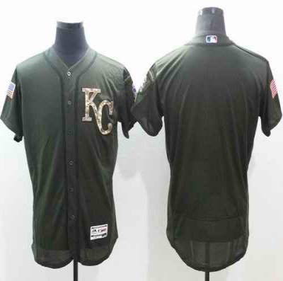 Royals Blank Green Flexbase Authentic Collection Salute to Service Stitched MLB Jersey