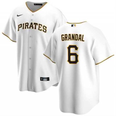 Men's Pittsburgh Pirates #6 Yasmani Grandal White Cool Base Stitched Baseball Jersey