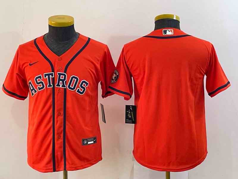 Youth Houston Astros Blank Orange With Patch Cool Base Stitched Jersey