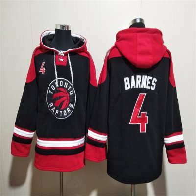 Men's Toronto Raptors #4 Scottie Barnes Black/Red Lace-Up Pullover Hoodie