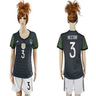 Women's Germany #3 Hector Away Soccer Country Jersey