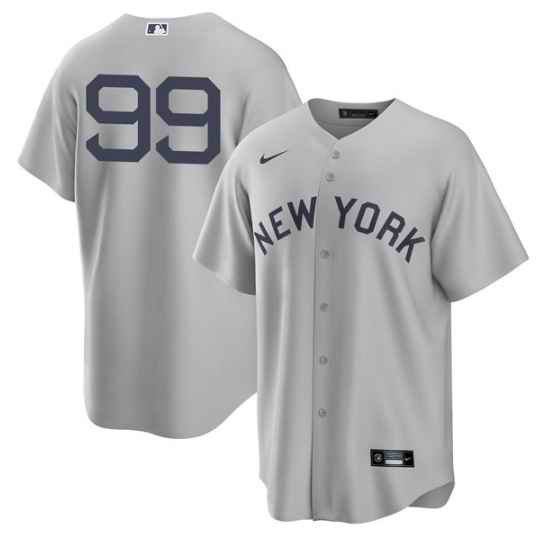 Men's New York Yankees #99 Aaron Judge 2021 Grey Field of Dreams Cool Base Stitched Baseball Jersey