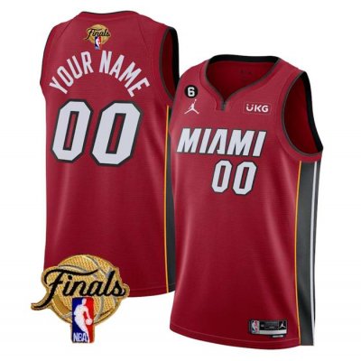 Men's Miami Heat Customized Red Statement Edition With NO.6 Patch Stitched Basketball Jersey