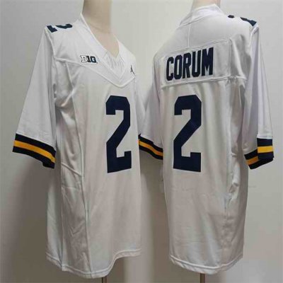 Men's Michigan Wolverines #2 CORUM White Stitched Jersey