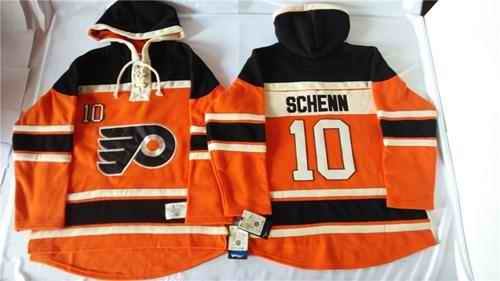 Flyers #10 Brayden Schenn Orange Sawyer Hooded Sweatshirt Stitched NHL Jersey