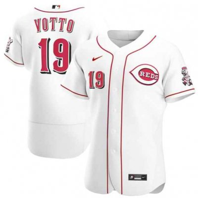 Men's Cincinnati Reds #19 Joey Votto White Flex Base Stitched Jersey