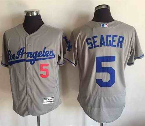 Dodgers #5 Corey Seager Grey Flexbase Authentic Collection Road Stitched MLB Jersey