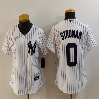 Women's New York Yankees #0 Marcus Stroman White Stitched Baseball Jersey(Run Small)