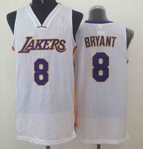 Lakers #8 Kobe Bryant White Throwback Stitched NBA Jersey