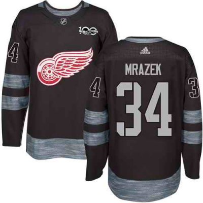 Red Wings #34 Petr Mrazek Black 1917-2017 100th Anniversary Stitched NHL Jersey