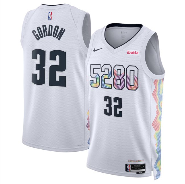 Men's Denver Nuggets #32 Aaron Gordon White 2024/25 City Edition Stitched Basketball Jersey