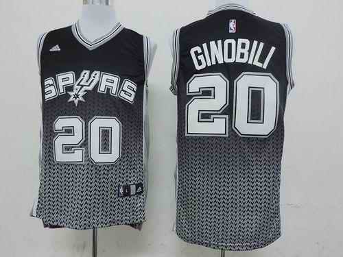 Spurs #20 Manu Ginobili Black Resonate Fashion Swingman Stitched NBA Jersey