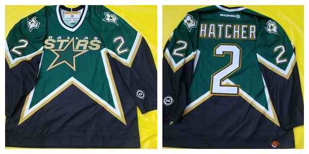 Men's Dallas Stars #2 Derian Hatcher Green Captain Stitched Jersey