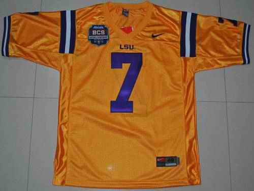 LSU Tigers #7 Tyrann Mathieu Gold 2012 BCS Championship Patch Stitched NCAA Jersey