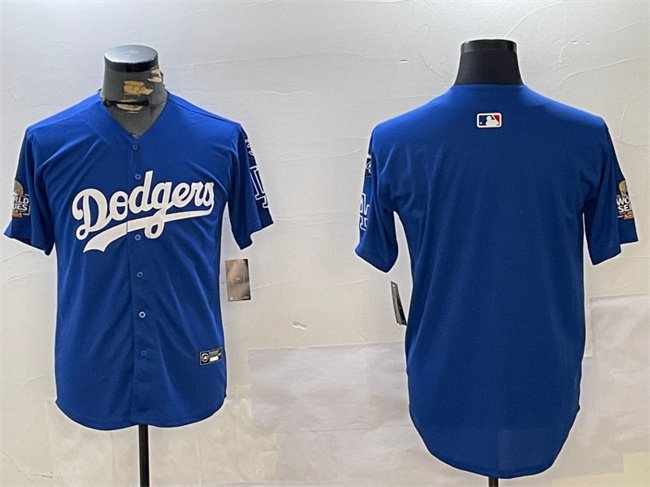 Men's Los Angeles Dodgers Blank Royal 2024 World Series With Fernando Memorial Patch Alternate Limited Stitched Baseball Jersey