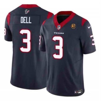 Men's Houston Texans #3 Tank Dell Navy 2023 F.U.S.E. With John Madden Patch Vapor Limited Stitched Football Jersey