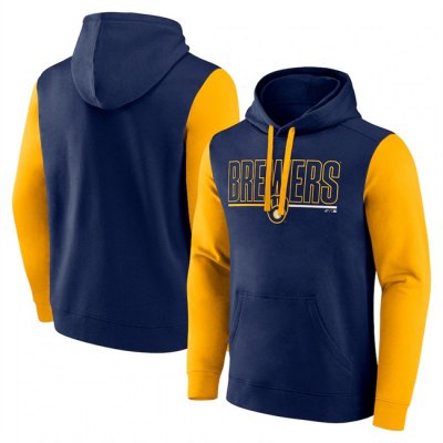 Men's Milwaukee Brewers Navy Outline Fleece Pullover Hoodie