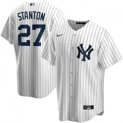 Men's New York Yankees #27 Giancarlo Stanton White Cool Base Stitched Jersey