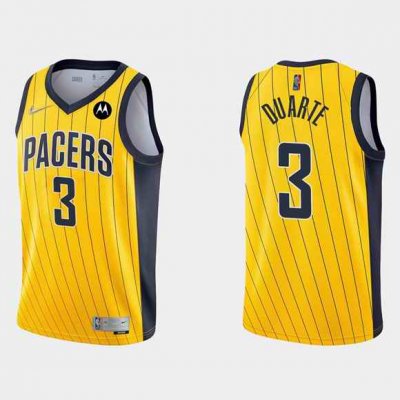 Men's Indiana Pacers #3 Chris Duarte Yellow Swingman Stitched Jersey