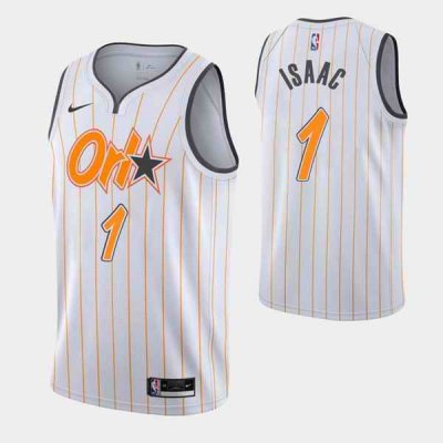 Men's Orlando Magic #1 Jonathan Isaac 2020-21 White City Edition Stitched Swingman Jersey