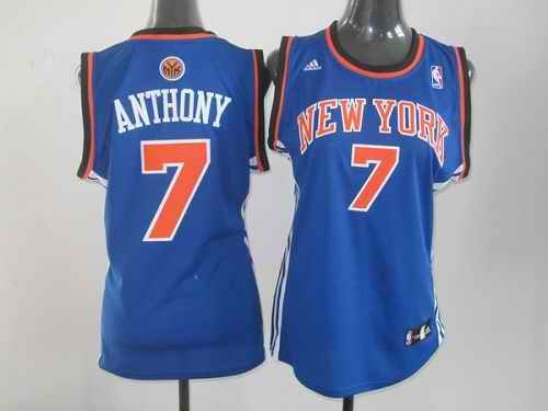 Knicks #7 Carmelo Anthony Blue Women's Road Stitched NBA Jersey